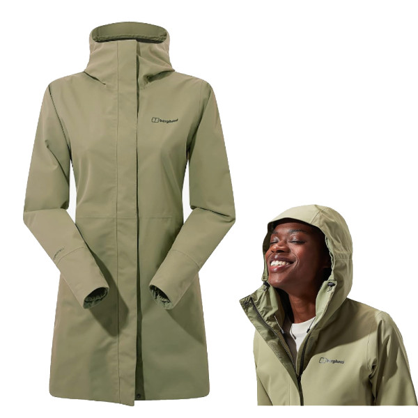 Berghaus Damen Omeara Long Length Wasserdichte Shell Jacke, olive