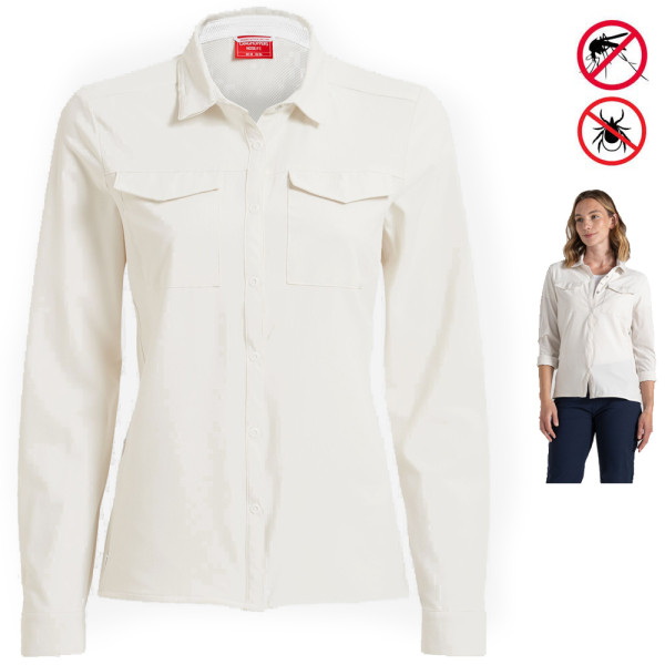 Craghoppers - Nosilife Proll Pro LS - Damen Funktionsbluse, creme weiß