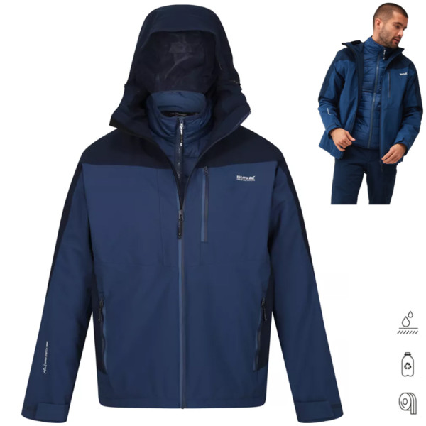 Regatta - wasserdichte Herren Funktionsjacke 3in1 Regenjacke, navy