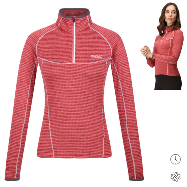 Regatta - Yonder Fleeceshirt Damen Pullover Sport Longshirt, red