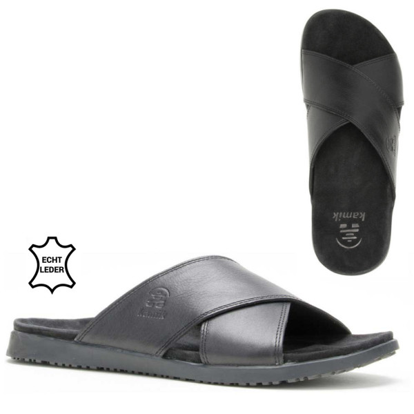 KAMIK - MARTY CROSS Echtleder Herren Sandalen Comfort, schwarz