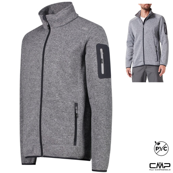 CMP - Fleecejacke Strickjacke Herren atmungsaktiv wärmend, grau