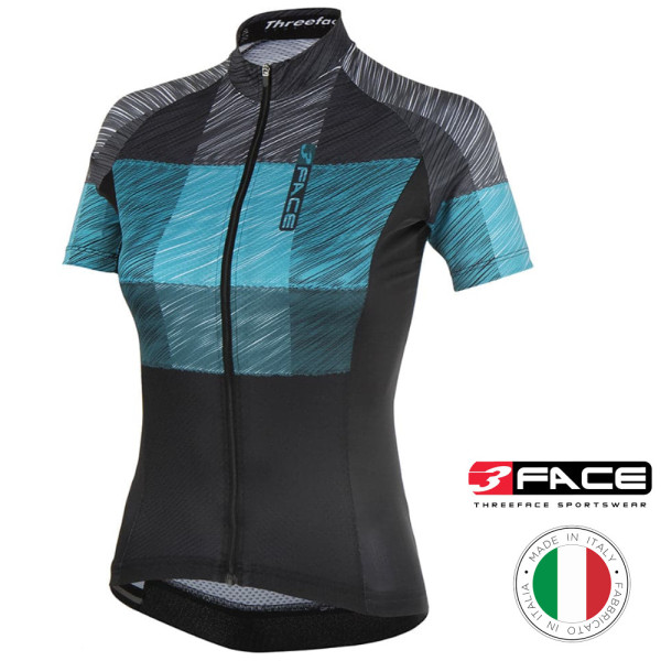 3Face - Damen Radtrikot Maglia Estiva Graphite Trikot Radshirt, blau