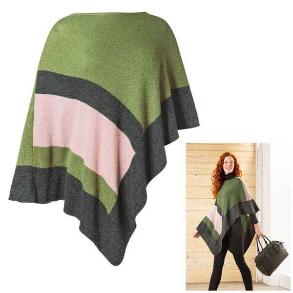 Toni & Friends - modischer Damen Allround Poncho 50x180cm, rose grün