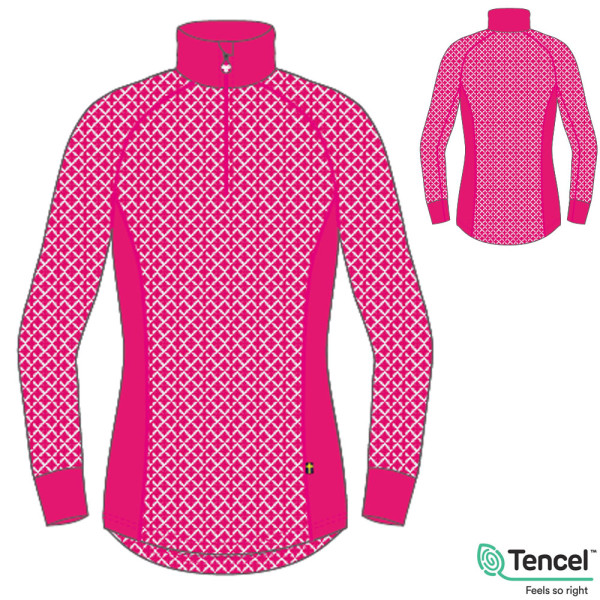 Tencel - wärmendes Damen Tencel Jaquard 2.0 ZIP Longshirt, pink