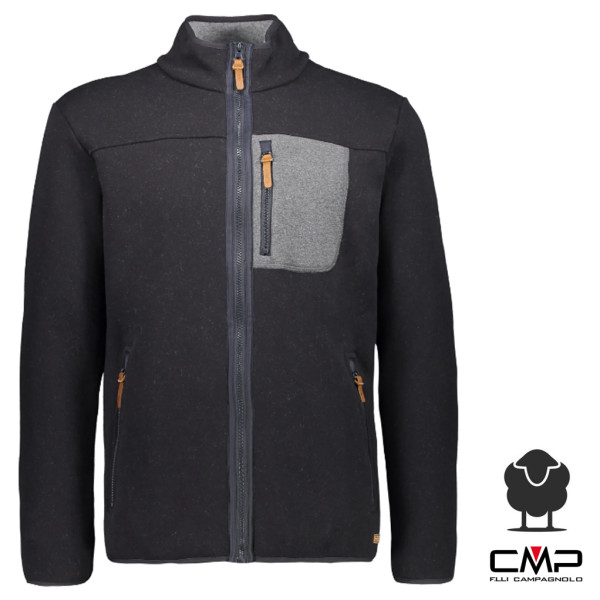 CMP - Wooltech Woll Fleecejacke Herren, piombo black