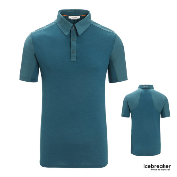 Icebreaker Merino Hike Short Sleeve Top Herren Hemd Outdoor Polo, petrol