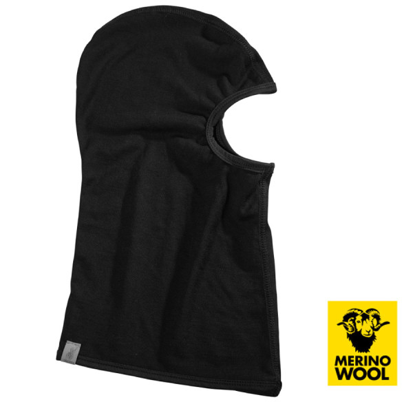 Seger - 100% Merino Balaclava Sturmhaube Gesichtsmaske, schwarz