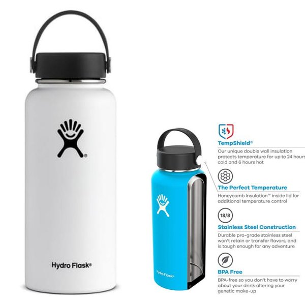 Hydro Flask – Wide Mouth Trinkflasche - weiß 946 ml