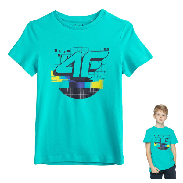 4F - Kinder Baumwoll Shirt T-Shirt, blau