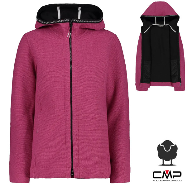 CMP - Wooltech dicke Woll Fleecejacke Damen, rose