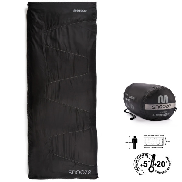 Meteor - Snooze Comfort Schlafsack - 180x75cm, 5 Grad, schwarz