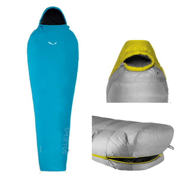 SALEWA Micro II 600 Powerloft Kunstfaser Schlafsack RV rechts, blau