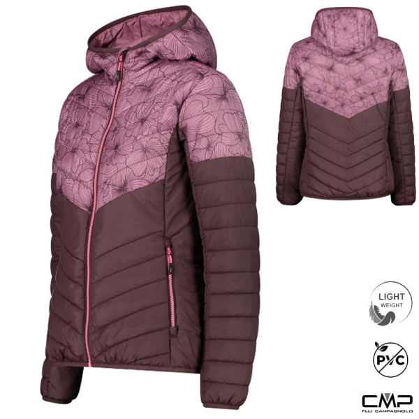 CMP - Damen Hybrid Jacke "Fix Hood" synt Daunenjacke, purple