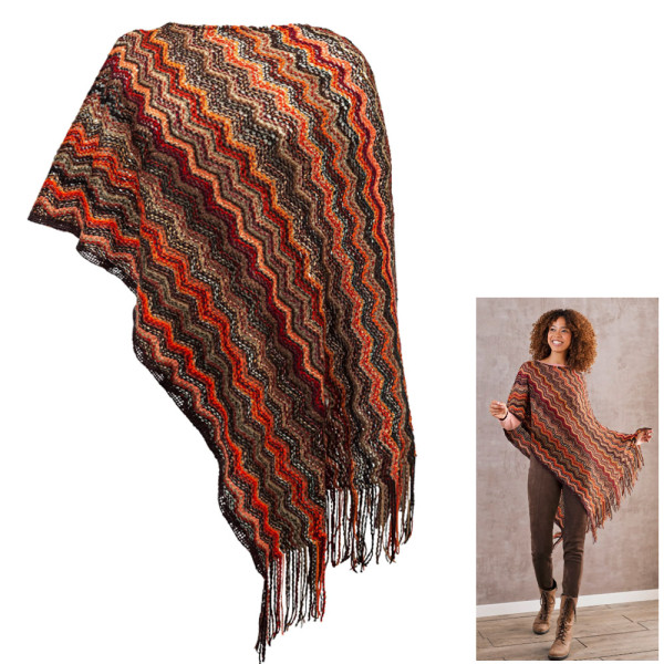 Toni & Friends - modischer Damen Allround Poncho 50x180cm, weinrot