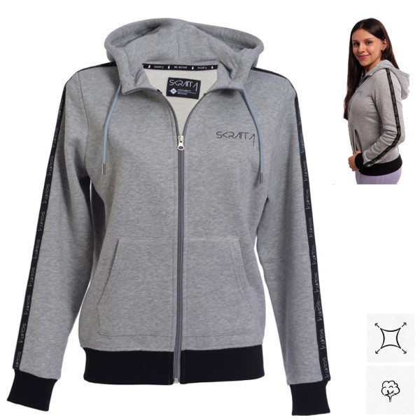 Skratta - Kapuzenpullover Nova Damen Hoodie aus Bio-Baumwolle, grau